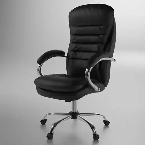 Modern Black Leather Executive Office Chair PBR 3D Model