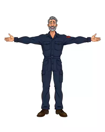 Blue Workman Model Pack Low-poly 3D model 2