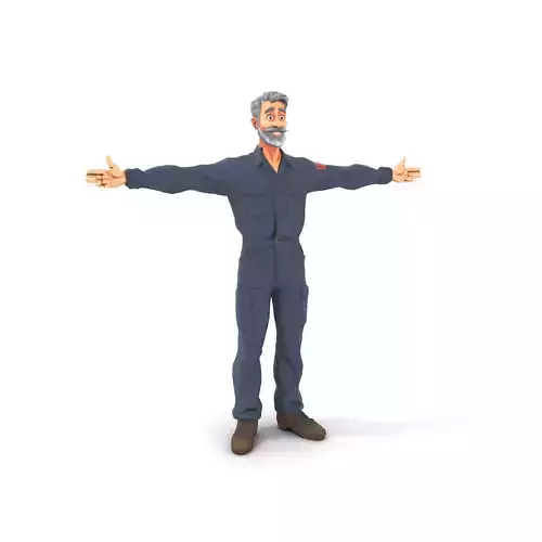 Blue Workman Model Pack Low-poly 3D model 5