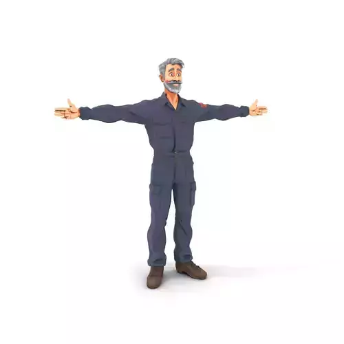 Blue Workman Model Pack Low-poly 3D model 7