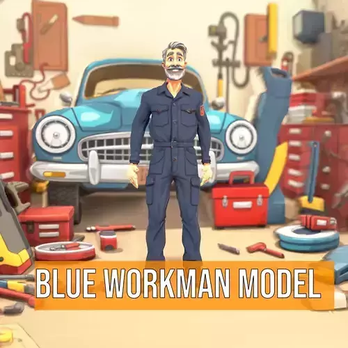 Blue Workman Model Pack Low-poly 3D model 4