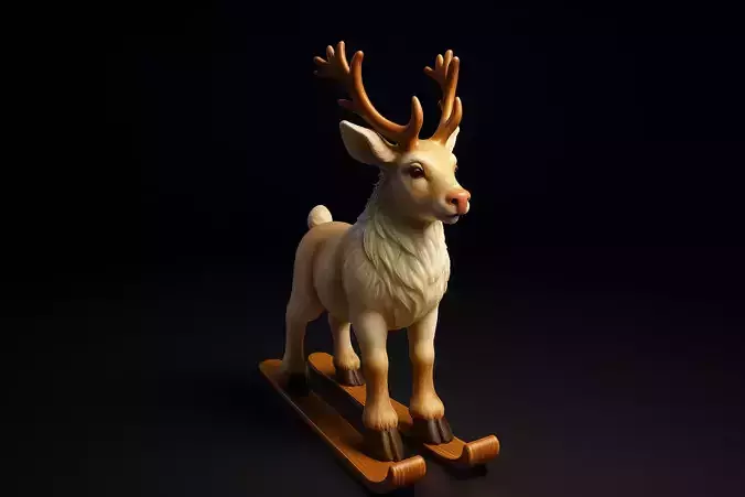 Reindeer on Skis Winter Deer Holiday Christmas Shelf Ornament