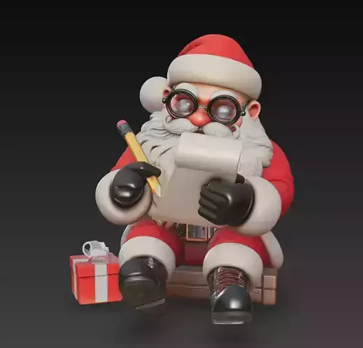 Santa Writing List - Stylized Christmas 3D Model