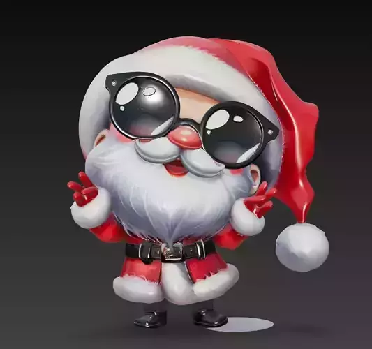Santa Peace Sign - Stylized Christmas 3D Model