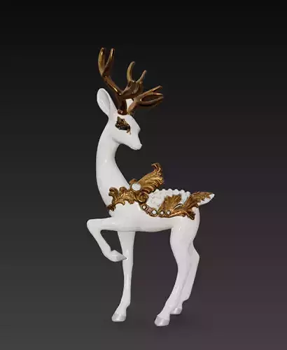 Regal Winter Deer - Ornate Holiday Sculpture 3D Model