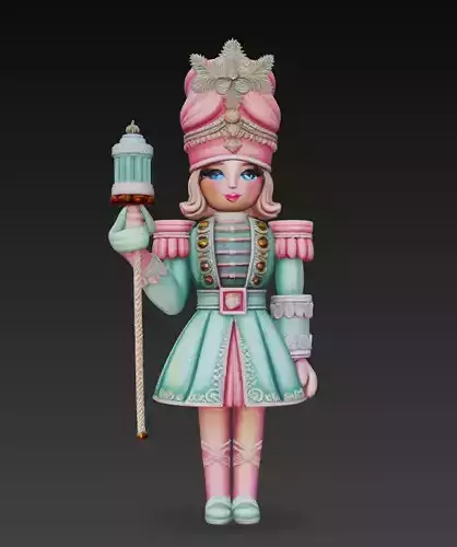 Pastel Nutcracker Princess - Stylized Holiday 3D Model