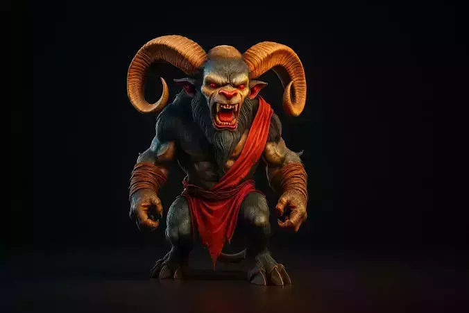 Ferocious Ram-Horn Demon Fantasy Miniature Tabletop