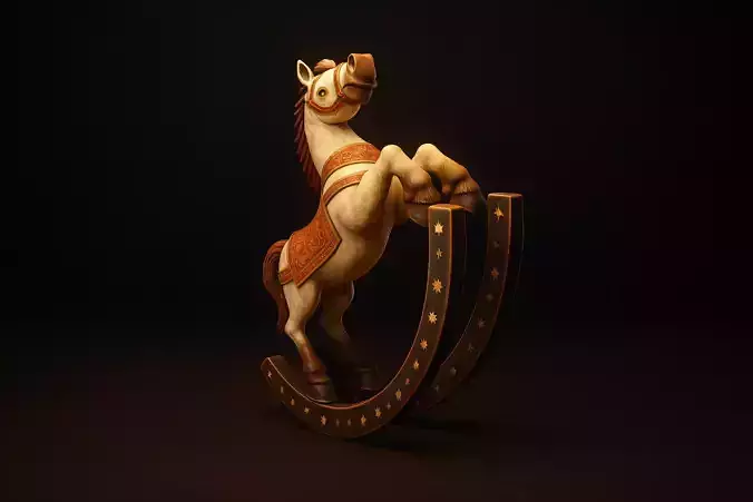 Christmas Rocking Horse Figurine Vintage Holiday Decor 3D print model