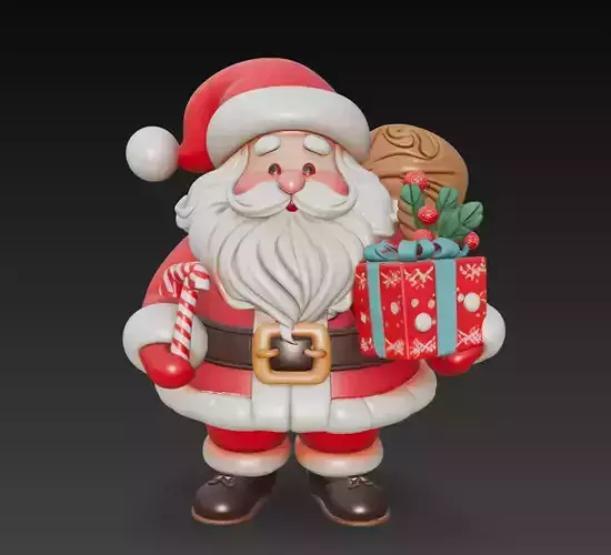 Candy Cane Santa - Stylized Christmas 3D Model