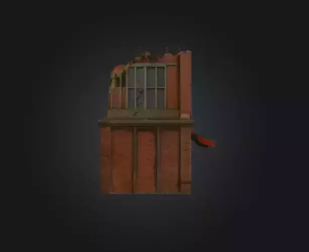 Ruined Corner Shop Low-poly 3D model 4