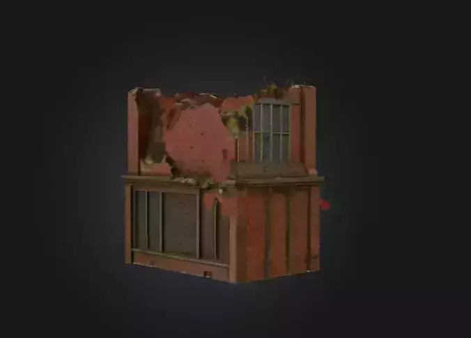 Ruined Corner Shop Low-poly 3D model 5