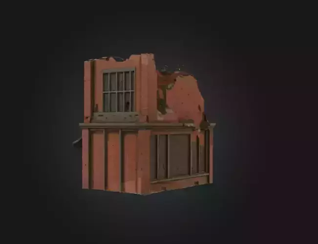 Ruined Corner Shop Low-poly 3D model 7