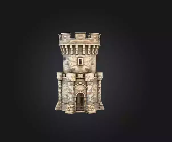 Stone Fortress Tower Low-poly 3D model 6