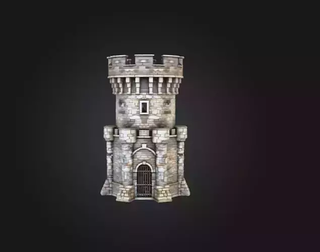 Stone Fortress Tower Low-poly 3D model 2