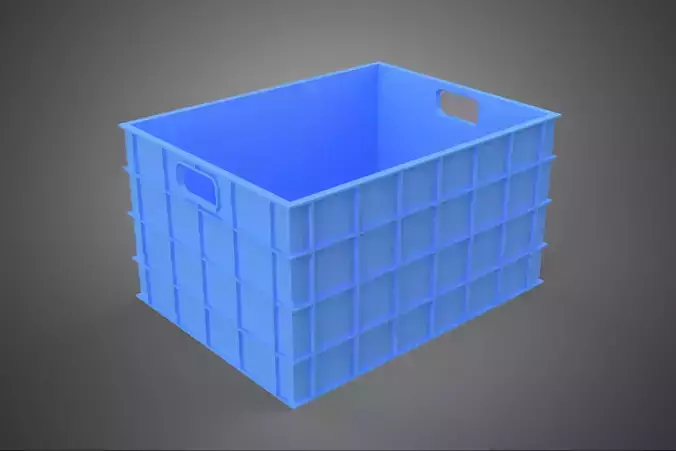 STANDARD RECTANGULAR BLUE PLASTIC CRATE BOX HANDHOLD CONTAINER