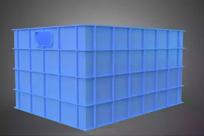 STANDARD RECTANGULAR BLUE PLASTIC CRATE BOX HANDHOLD CONTAINER 3D model 7