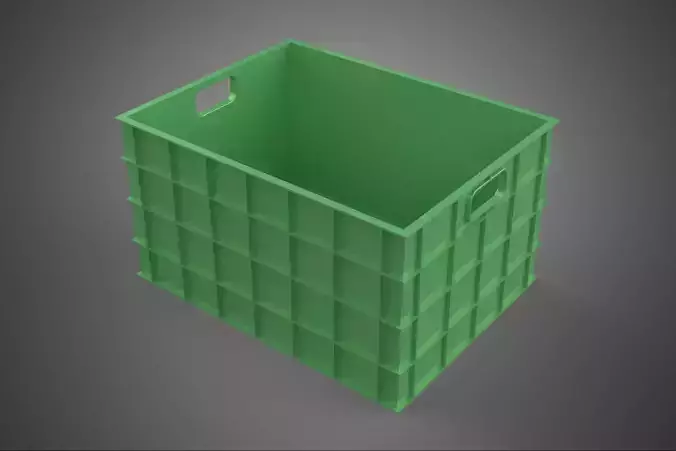 STANDARD SQUARE GREEN MODULAR UTILITY STORAGE PLASTIC CRATE BOX