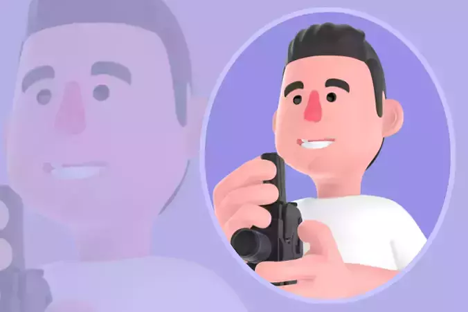 Stylized 3D Male Photographer Character - Happy Cartoon Man