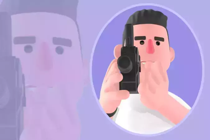 Stylized 3D Male Photographer Character - Focused Camera Man