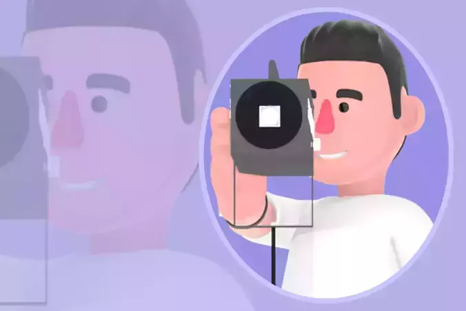 Stylized 3D Male Photographer Character - Tripod Camera Pose