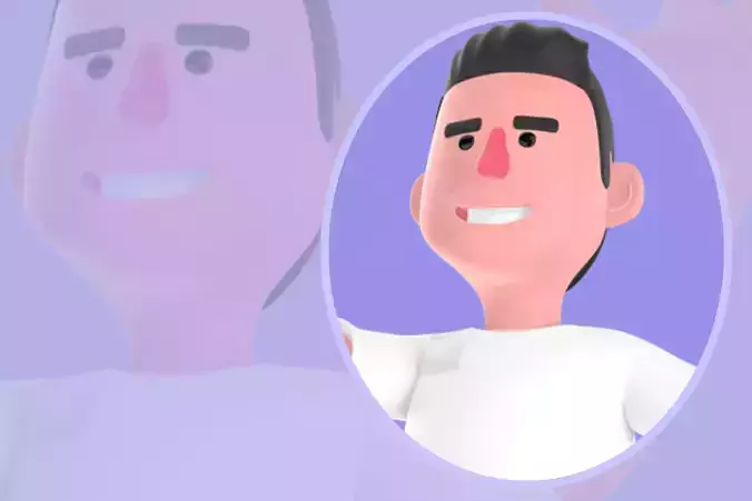 Stylized 3D Male Photographer Character - Cheerful Vlogging Pose