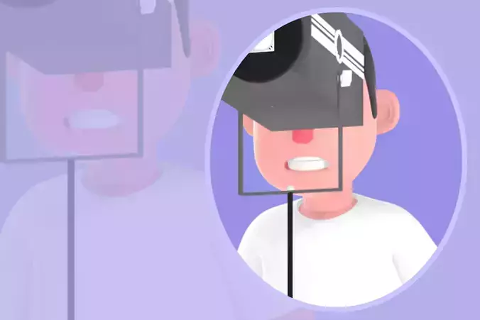 Stylized 3D Male Photographer Behind Studio Light - Cartoon