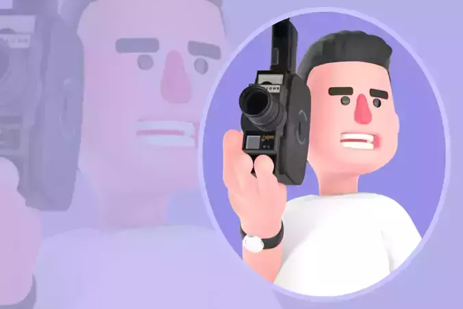 Stylized 3D Male Photographer Character - Angry Videographer