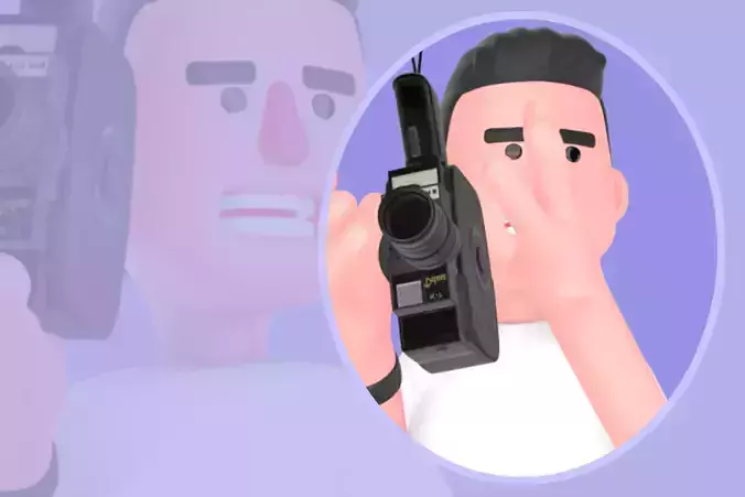Stylized 3D Male Photographer Character - Focused Videographer