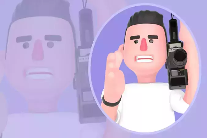 Cartoon 3D Male Cameraman Character - Angry Studio Videographer