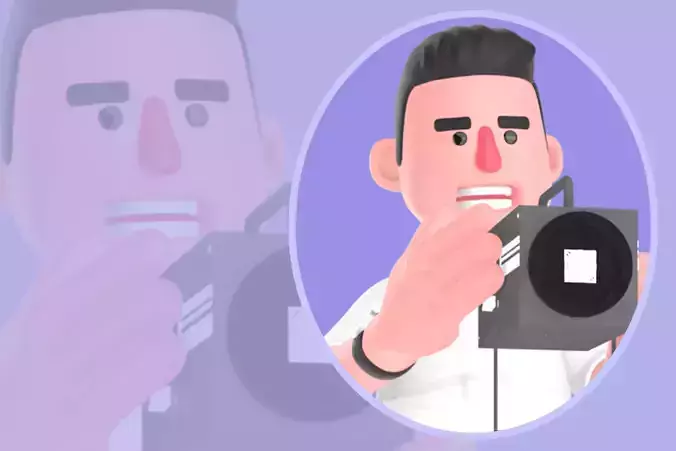 Stylized 3D Male Photographer - Surprised Camera Operator