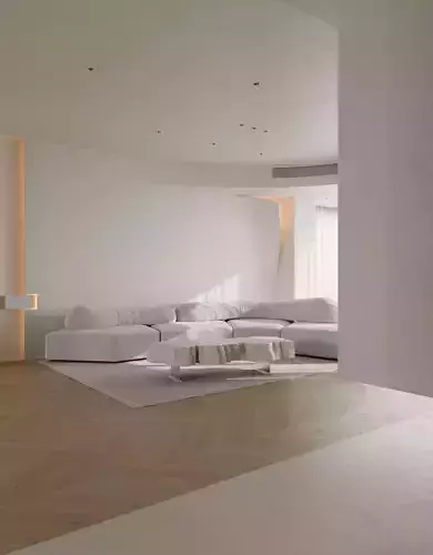 Modern minimalist living room scene