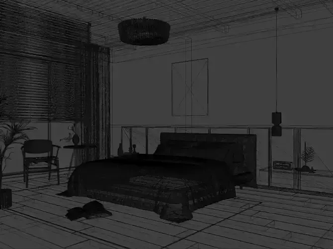 Medieval-style bedroom 3D model 6