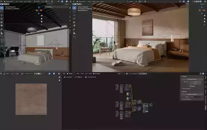 Medieval-style bedroom 3D model 4