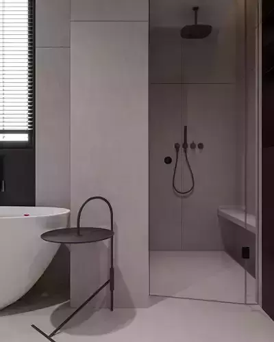 Bedroom and bathroom 3D model 7