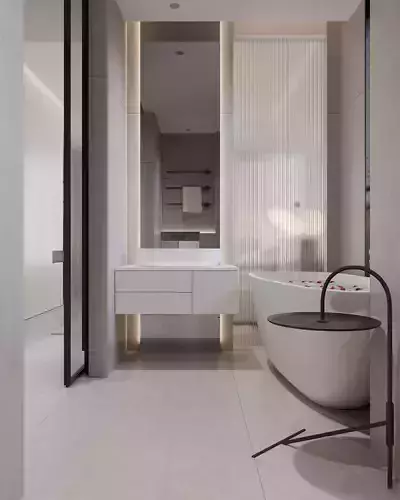 Bedroom and bathroom 3D model 5
