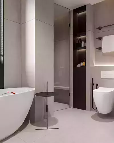 Bedroom and bathroom 3D model 6