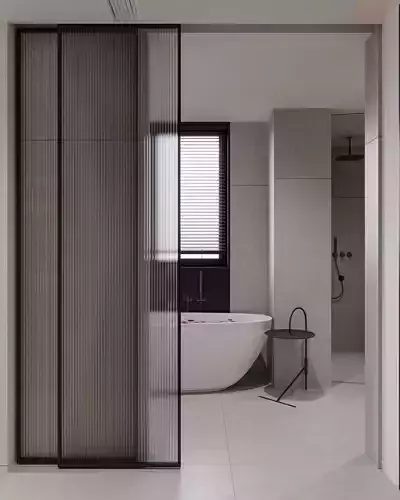 Bedroom and bathroom 3D model 4