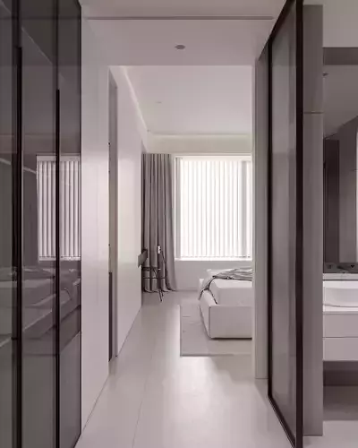 Bedroom and bathroom 3D model 2