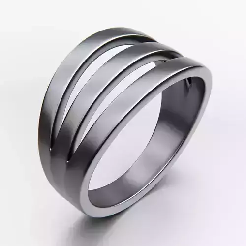 Triple Split Band Ring - Minimal Geometric Cutout