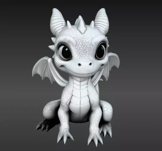 Cute Baby Dragon Fantasy Creature 3D Print Ready 3D model