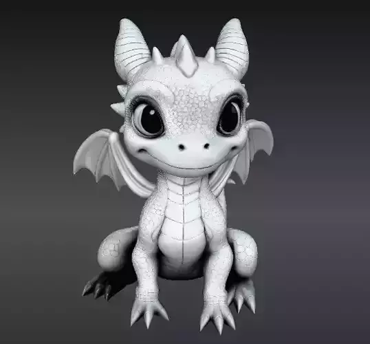 Cute Baby Dragon Fantasy Creature 3D Print Ready