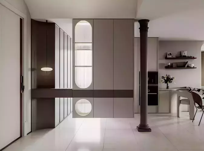 Warm modern living room 3D model 4