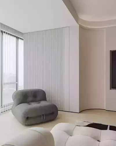 Warm modern living room 3D model 6