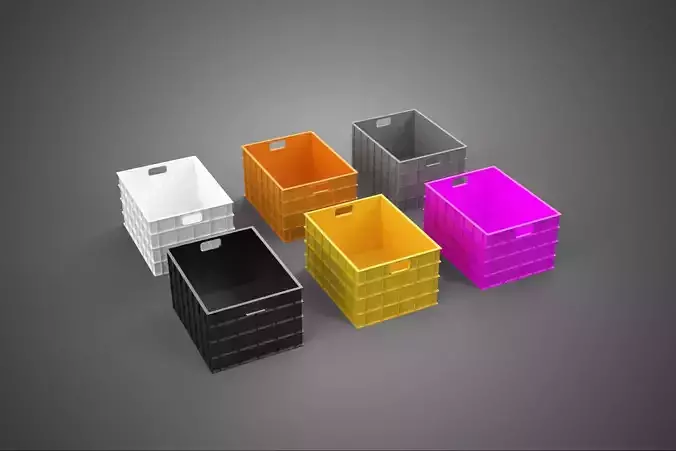 STANDARD YELLOW PURPLE ORANGE WHITE BLACK GRAY PLASTIC CRATE BOX