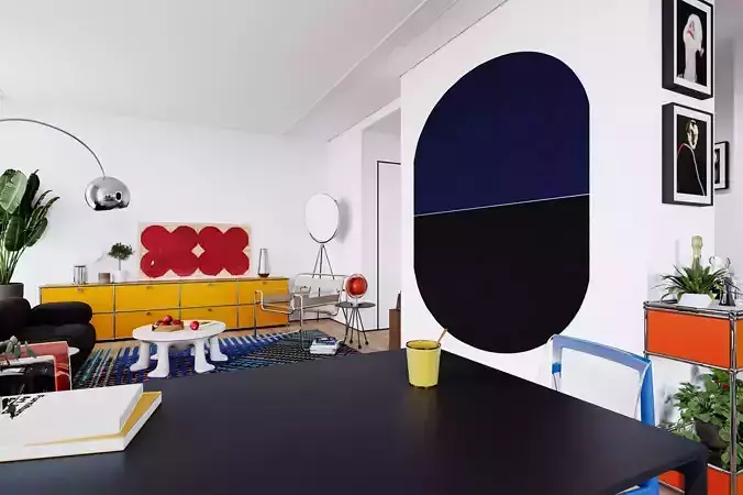 Modern Bauhaus Living Room 3D model 2