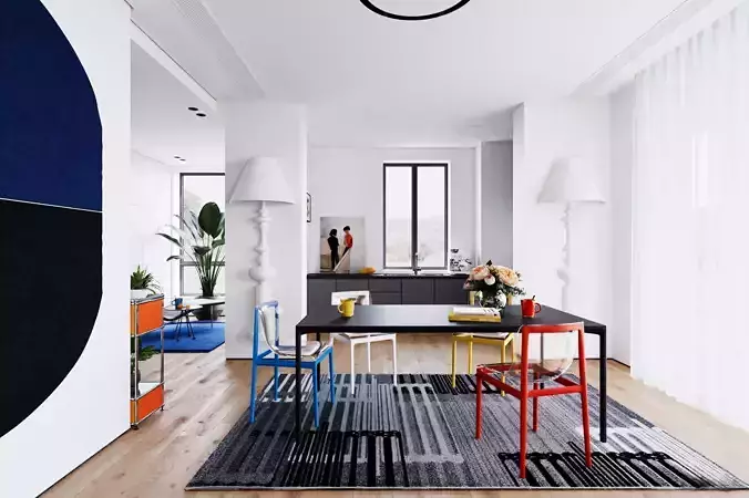 Modern Bauhaus Living Room 3D model