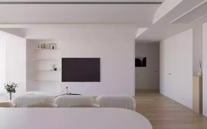 Cozy and natural living room scene 3D model 3