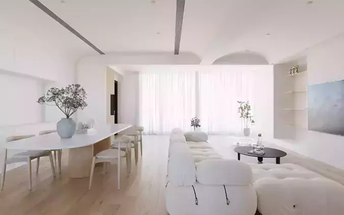 Cozy and natural living room scene 3D model 5