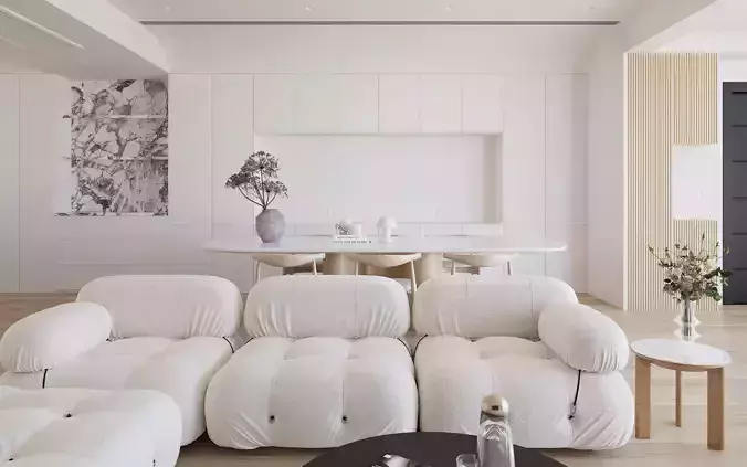 Cozy and natural living room scene