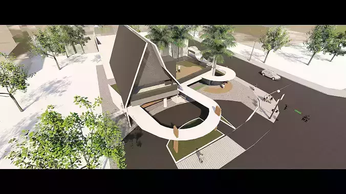 Commercial Complex 40x40m  2 Floors 1250 sqm  Skp File Only